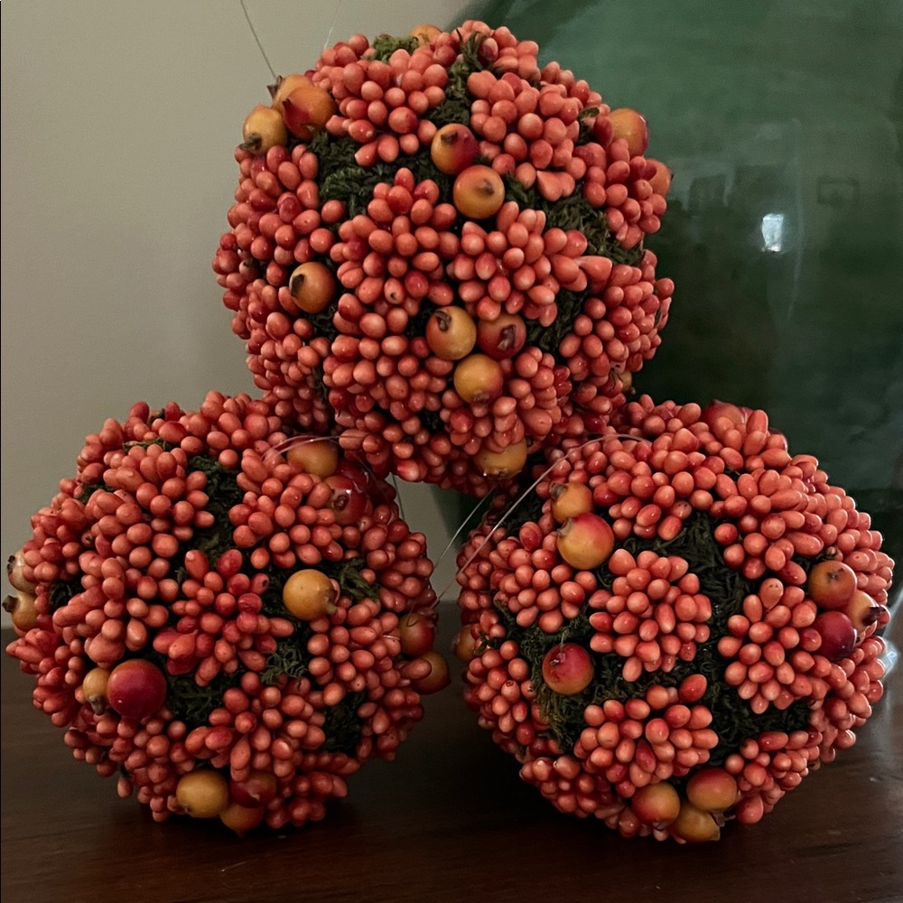 Festive Berry Fall Decor Balls - Never used.
